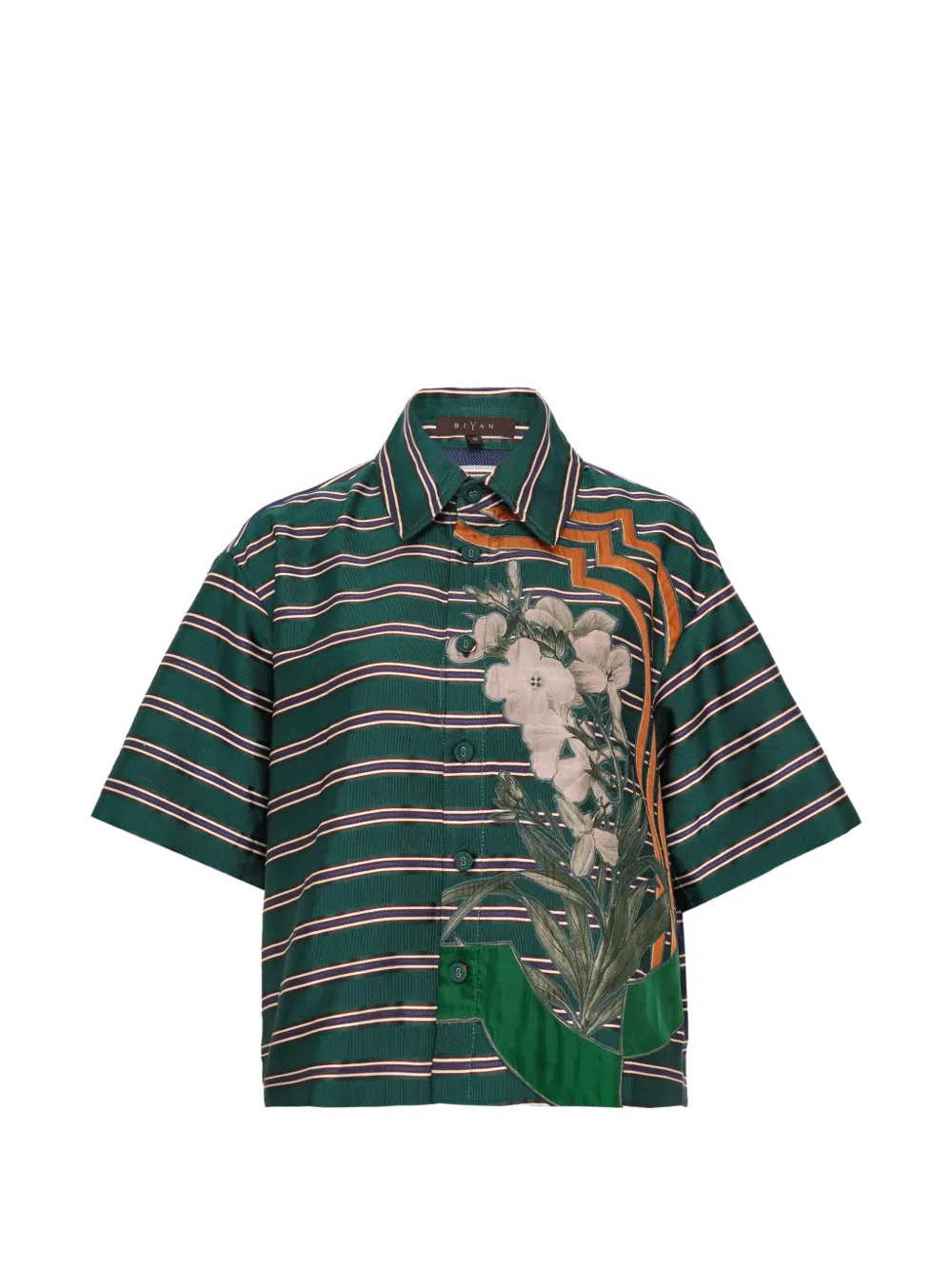 Biyan floral-print striped shirt - Verde
