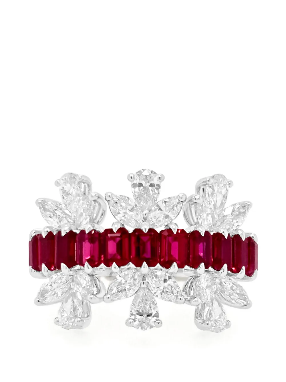 HYT Jewelry floral-design ruby and diamond ring - Argento