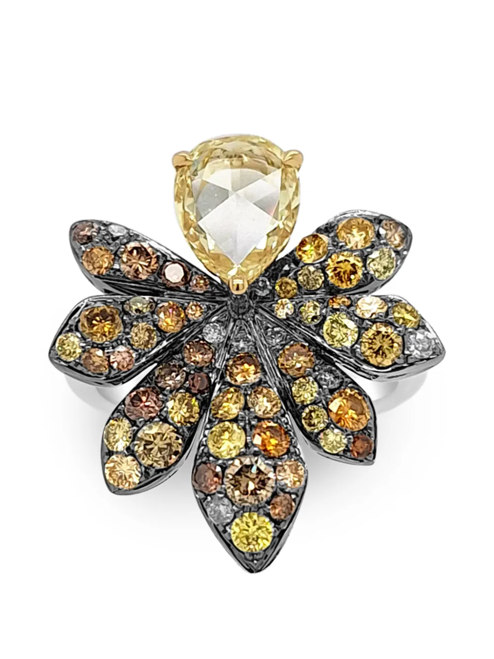 HYT Jewelry diamond floral ring - Argento