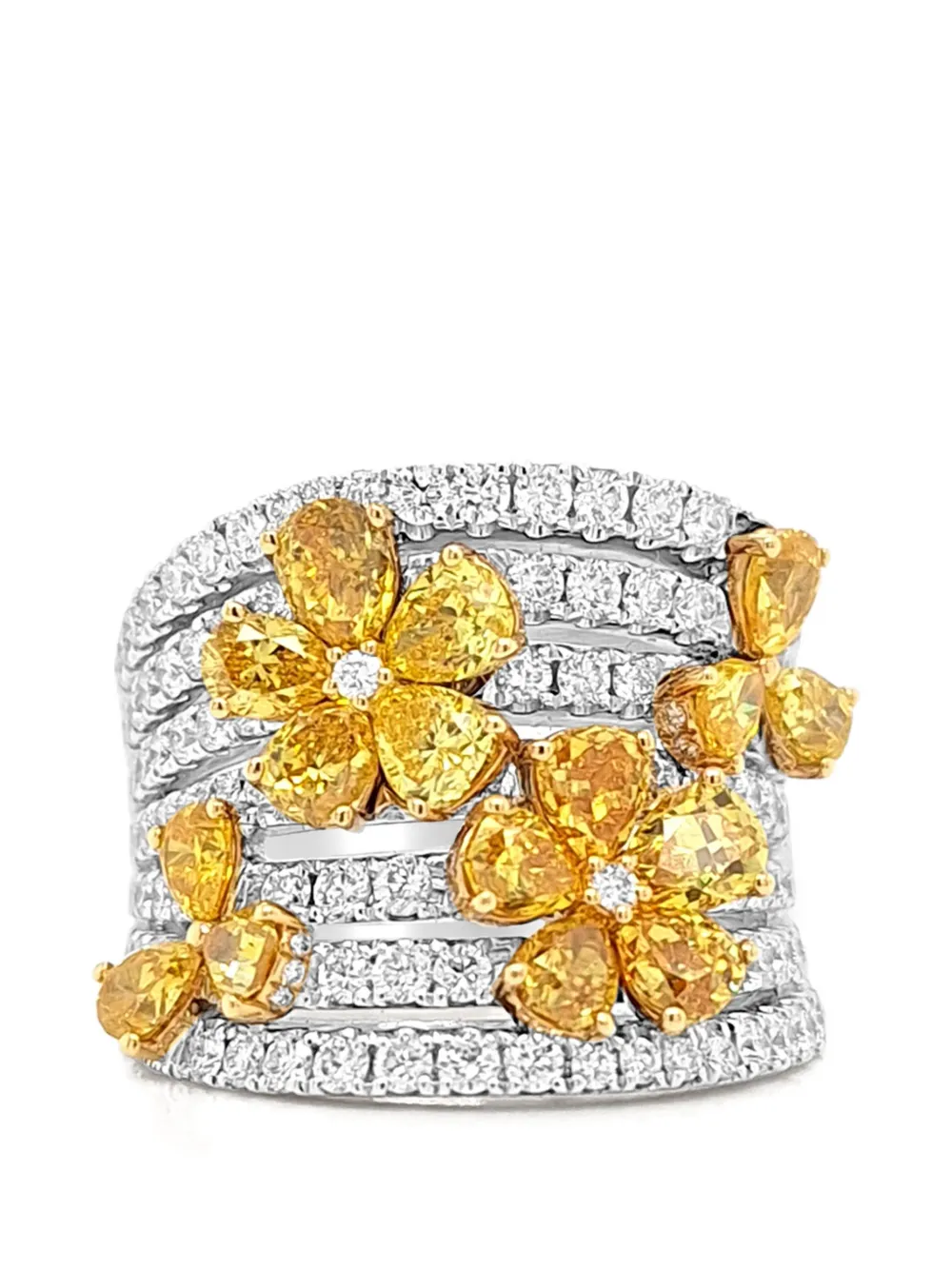 HYT Jewelry floral-detail diamond ring - Argento