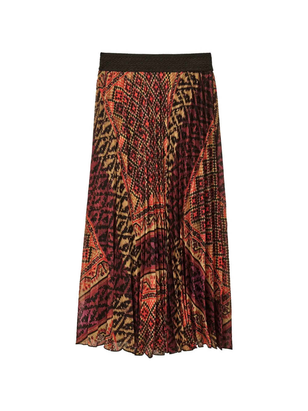Ba&sh Olgia Geometric-print Pleated Skirt In Black