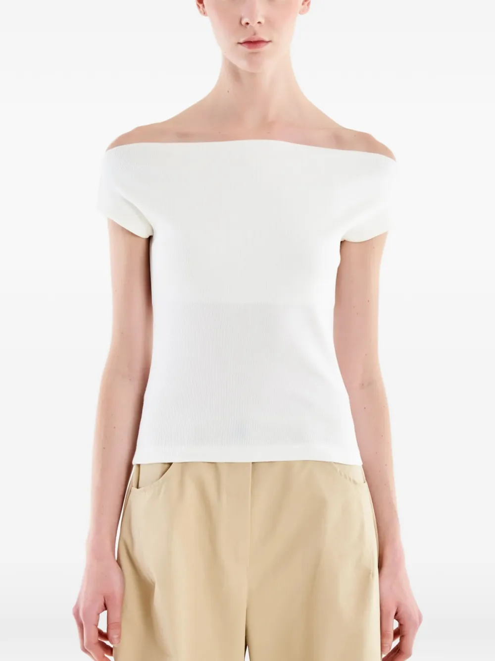 VICOLO off-the-shoulder ribbed top - Blanc VICOLO off-the-shoulder ribbed top - Blanc