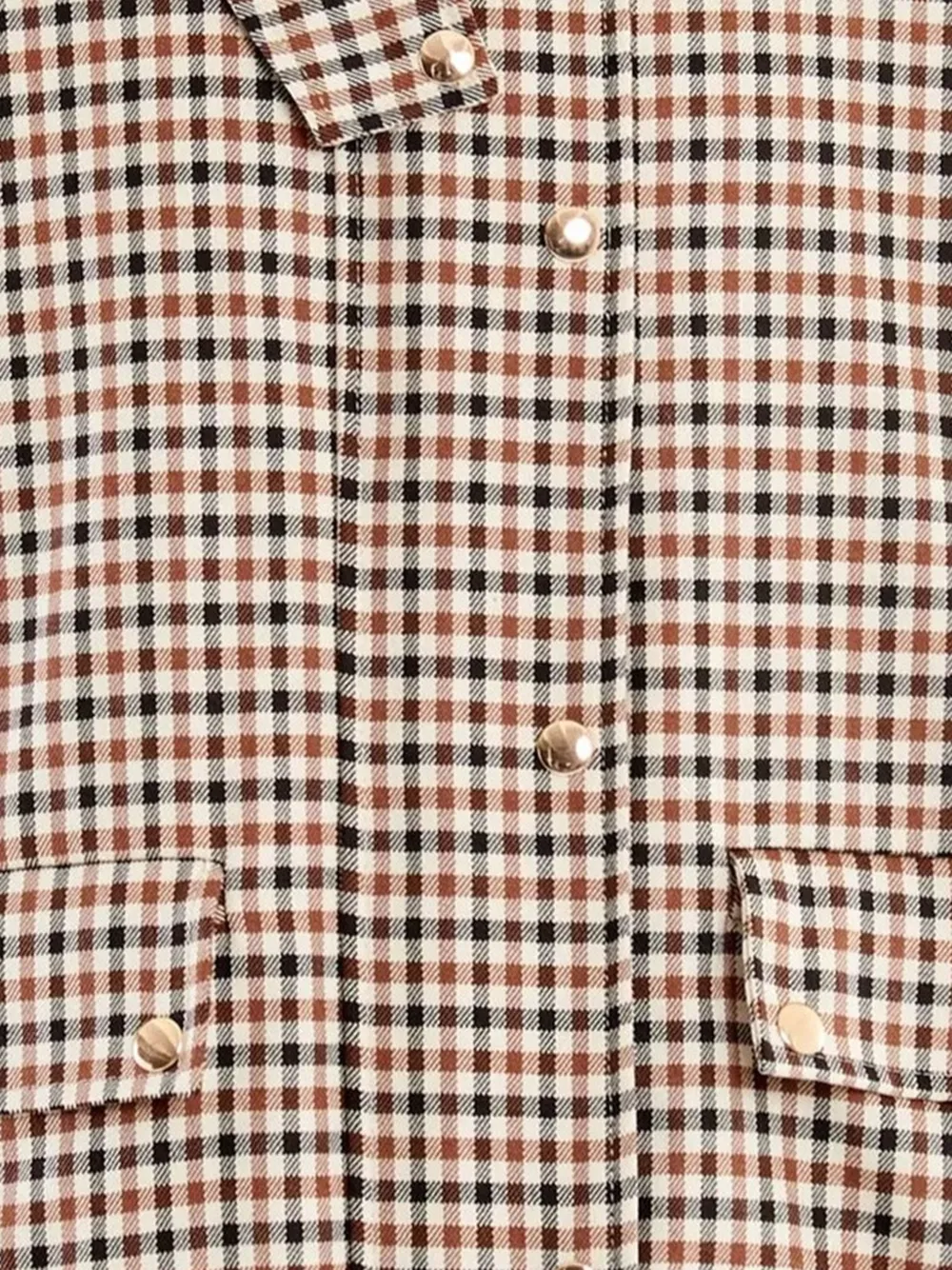Vicolo Check-pattern Contrast-collar Coat In Brown