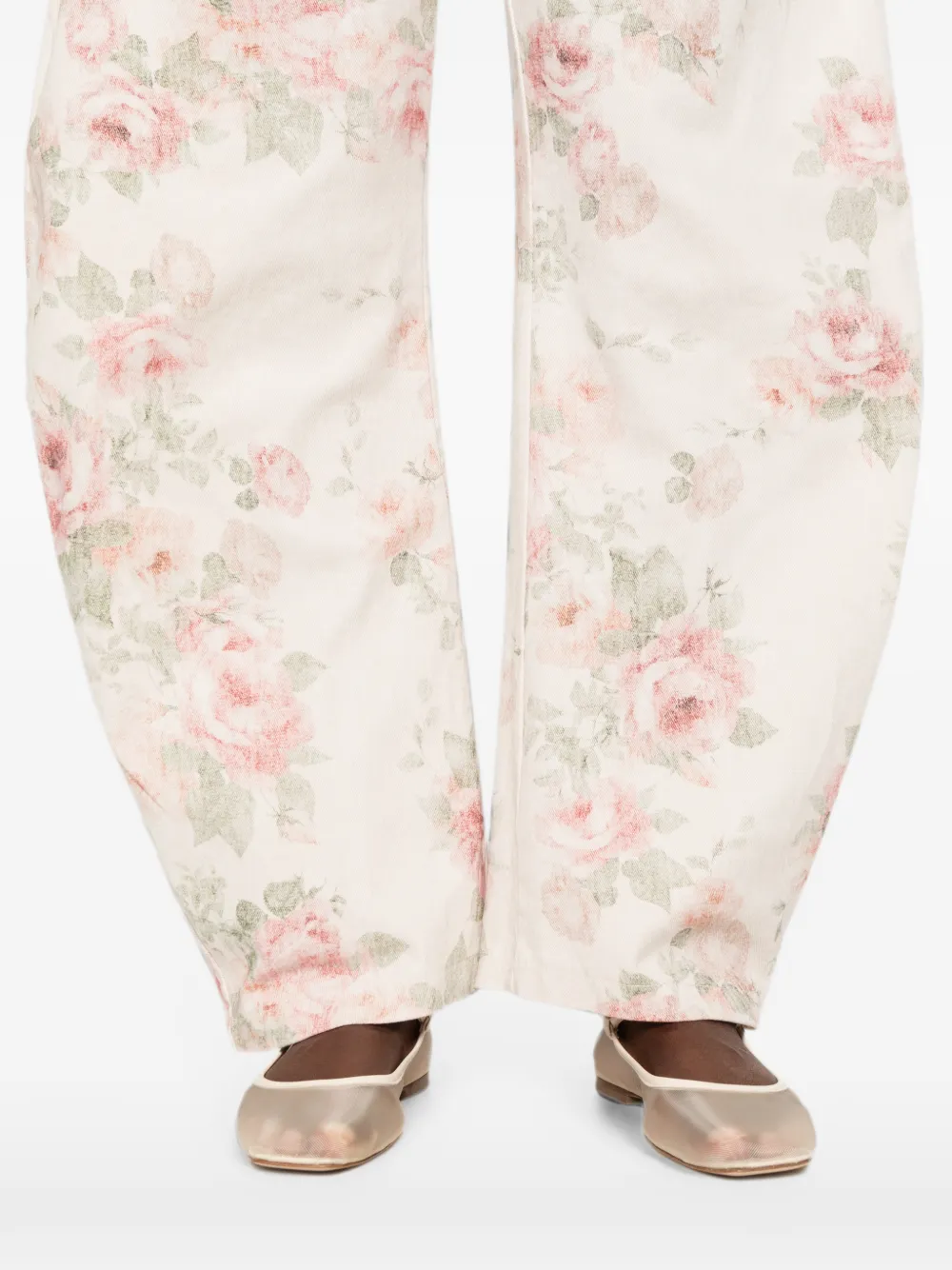 VICOLO Broek met bloemenprint Beige