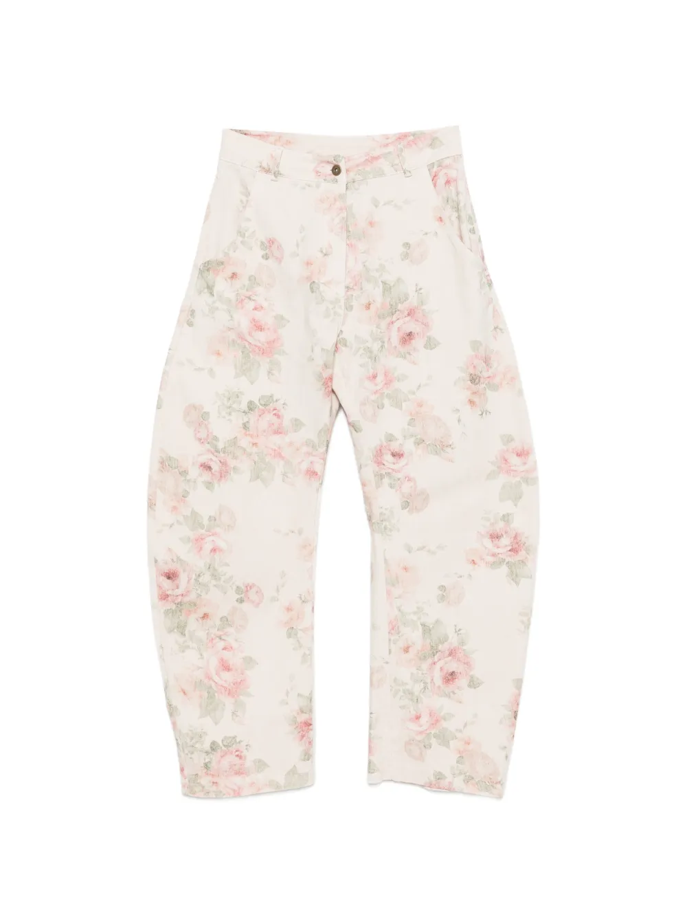 VICOLO floral-print trousers - Toni neutri