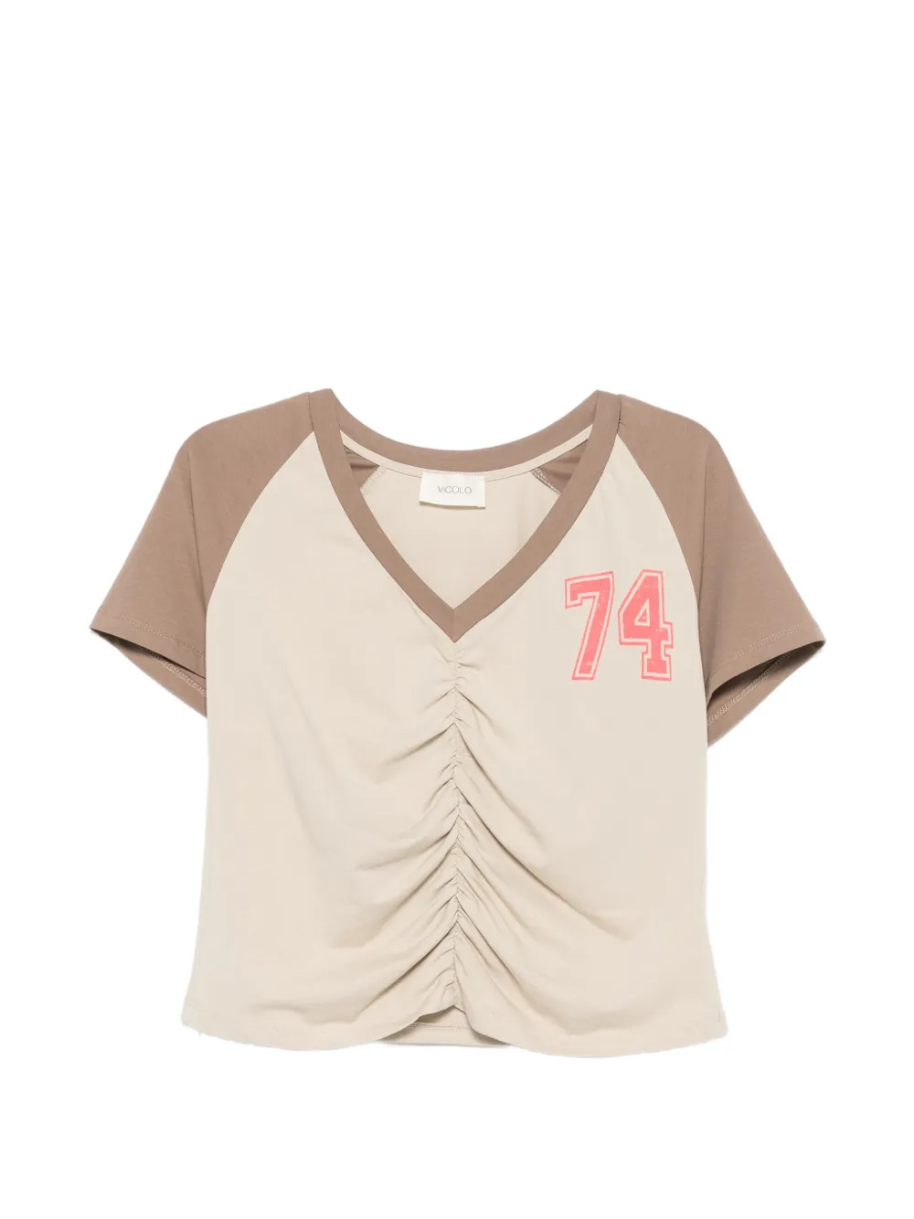 VICOLO ruched raglan-sleeve T-shirt - Toni neutri