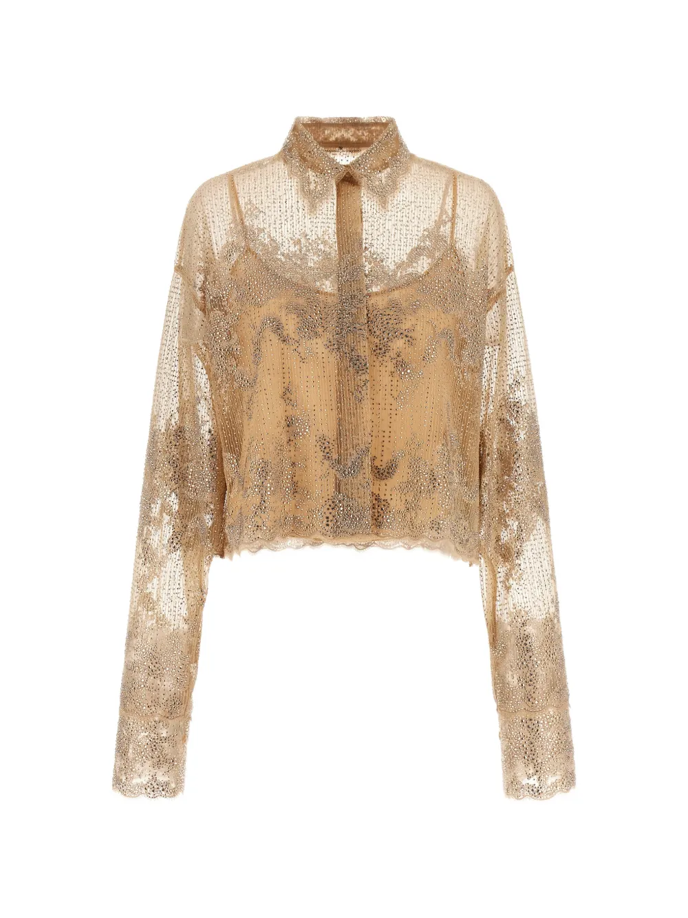 Ermanno Scervino crystal-embellished embroidered shirt - Toni neutri