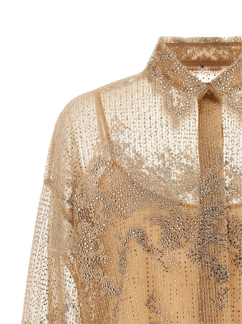 Ermanno Scervino Blouse verfraaid met kristallen Beige