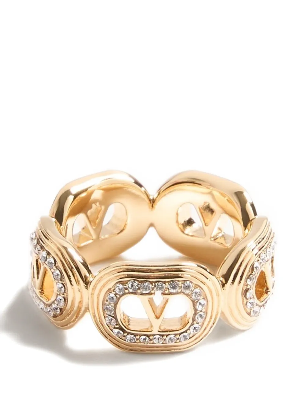 Valentino Garavani Ovalette metal and Swarovski® crystal ring - Oro