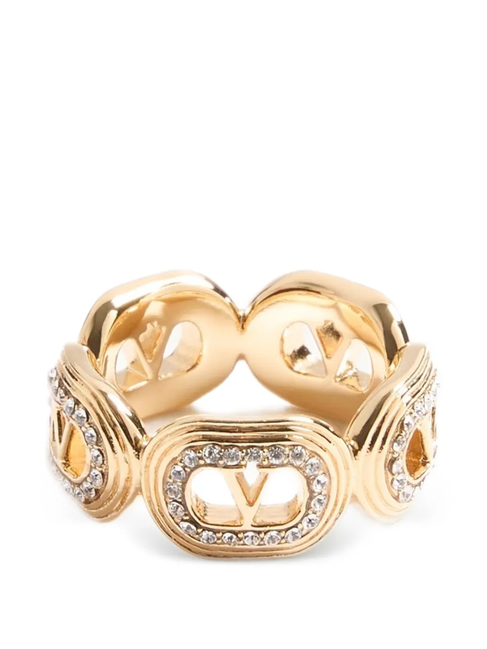 Valentino Garavani Ovalette metal and Swarovski® crystal ring - Oro