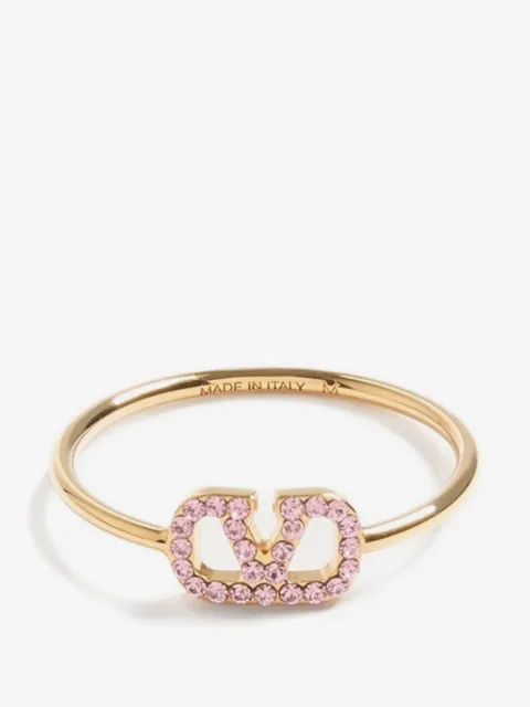 Valentino Garavani Vlogo Signature metal and swarovski crystal ring