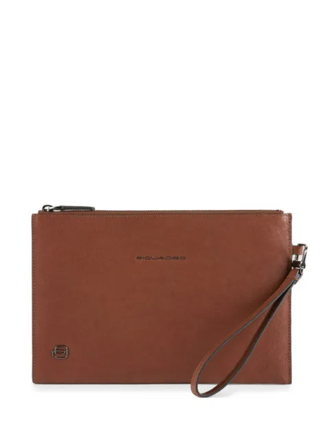 PIQUADRO logo-debossed leather clutch bag