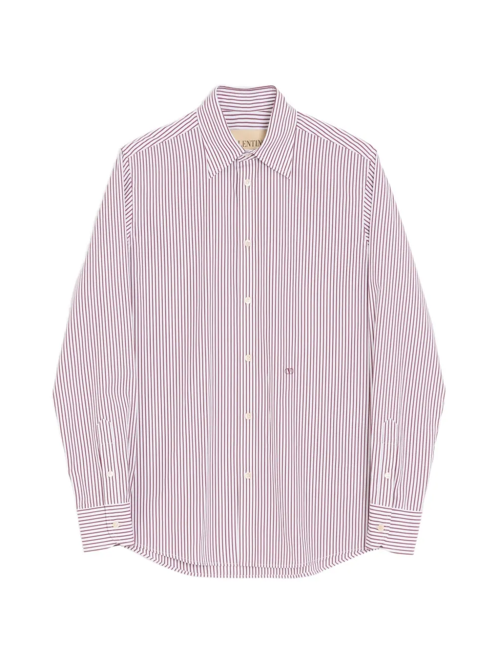 Valentino Garavani cotton poplin shirt with striped VLogo embroidery - Bianco