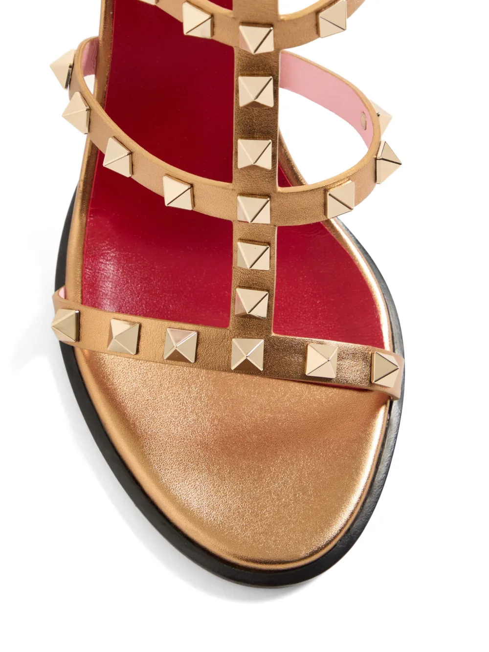 Valentino Garavani Rockstud laminated calfskin sandals with straps 90mm