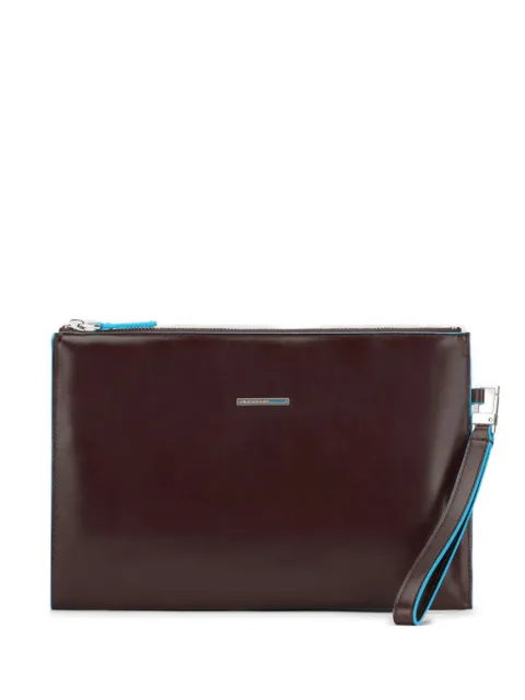 PIQUADRO logo-plaque leather clutch