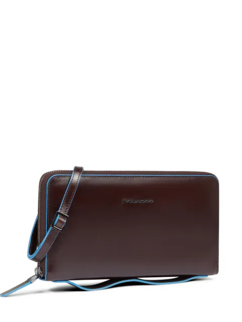 PIQUADRO logo-plaque leather clutch bag
