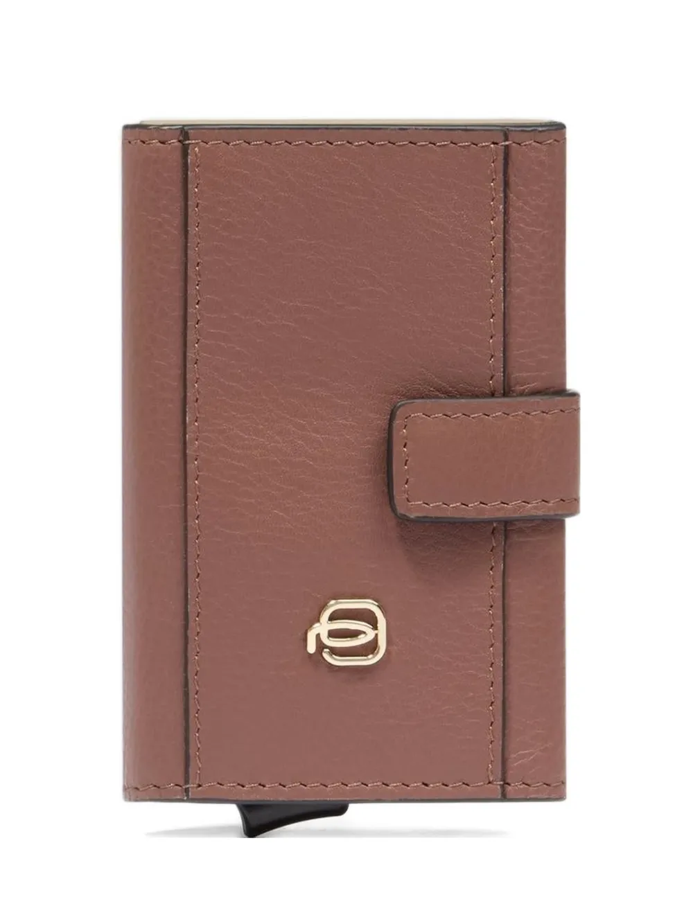PIQUADRO pop-up leather card holder - Braun