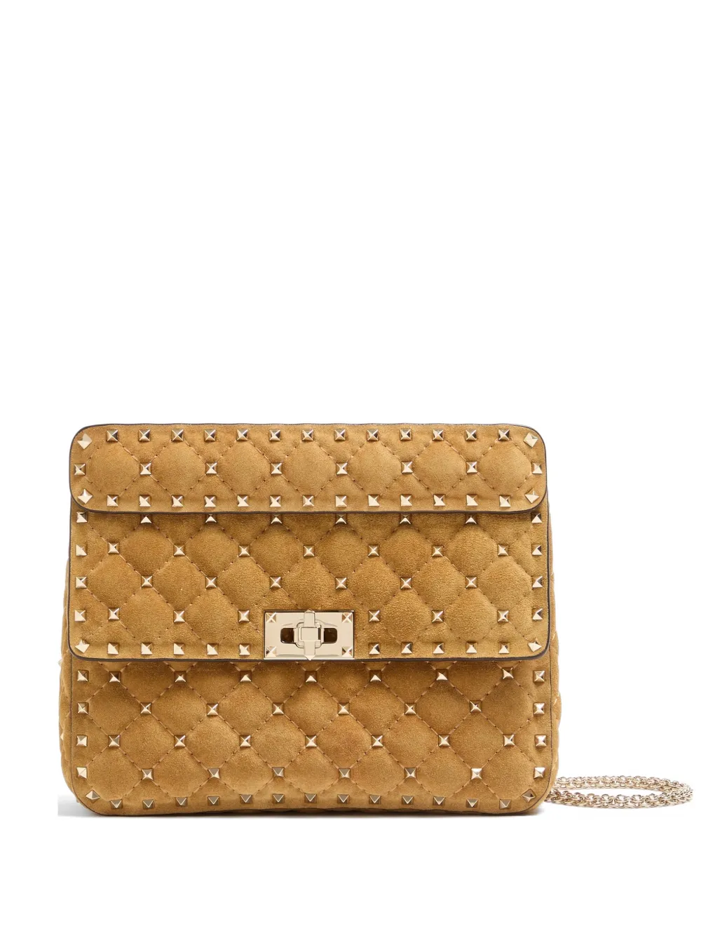 Valentino Garavani Borsa Rockstud Spike media in pelle scamosciata - Toni neutri