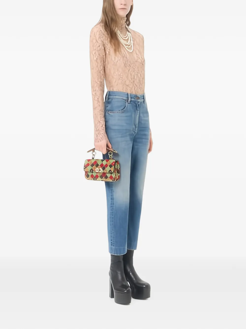 Valentino Garavani Rockstud Spike kleine Patchwork suède tas Rood