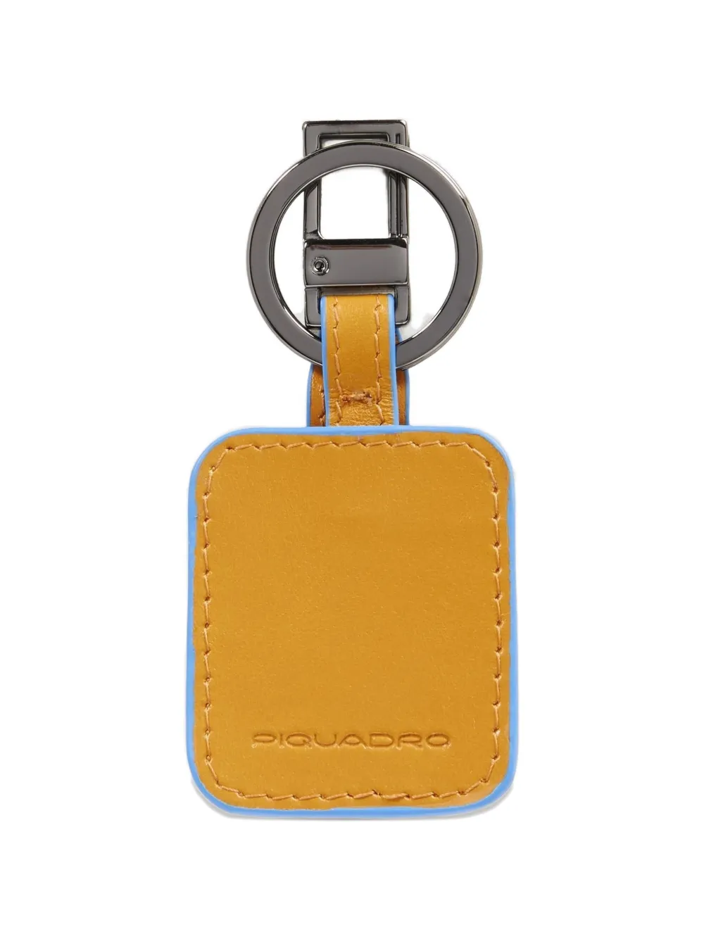 Piquadro Leather Keychain In Yellow