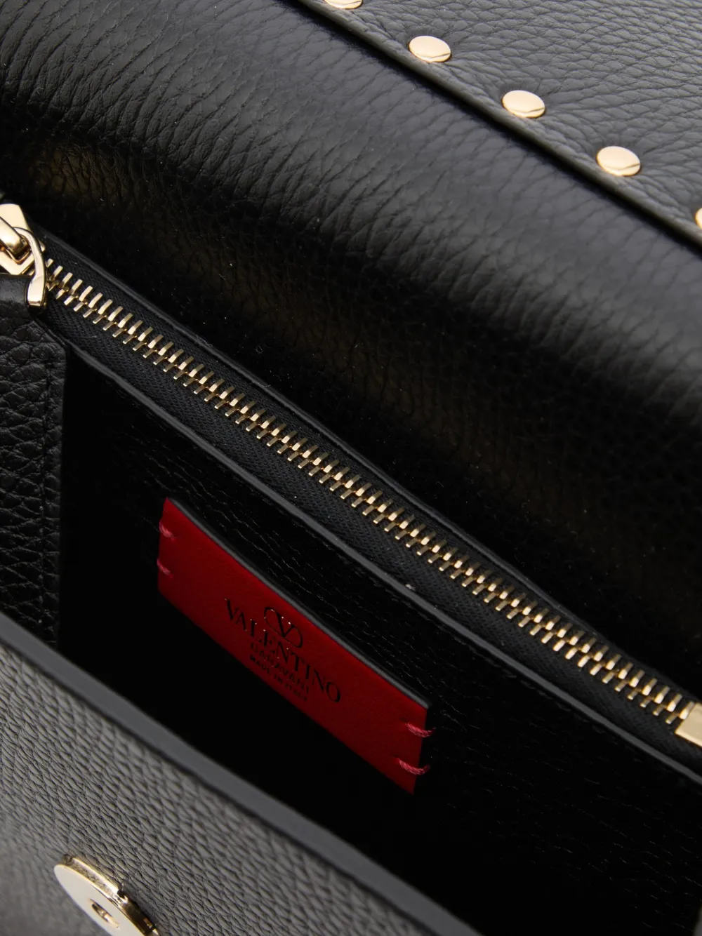 Valentino Garavani Rockstud kleine shopper van korrelig kalfsleer Zwart