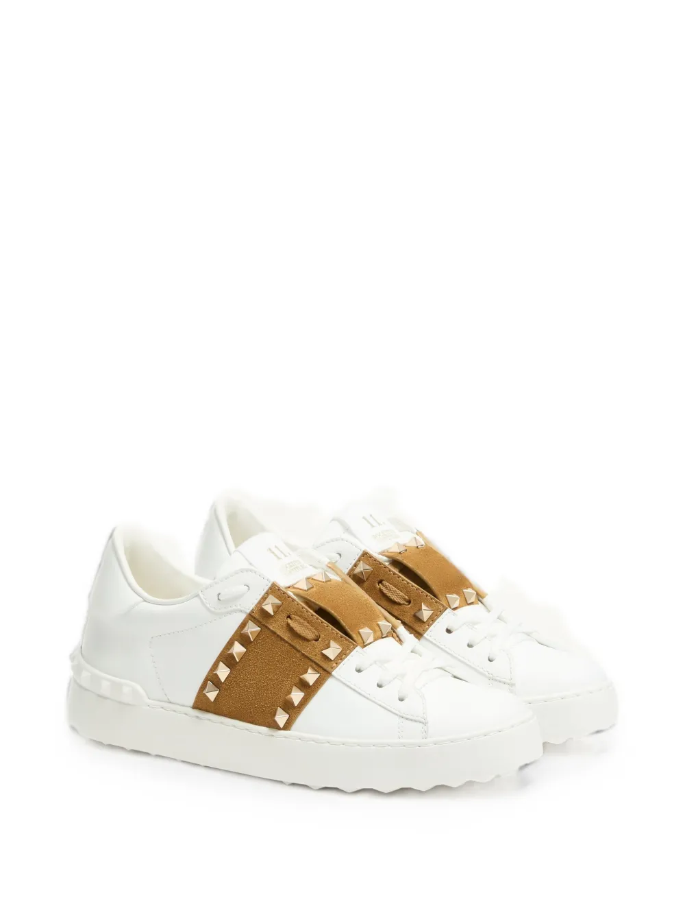 Valentino Garavani Rockstud Untitled sneakers van kalfsleer met suède band Wit