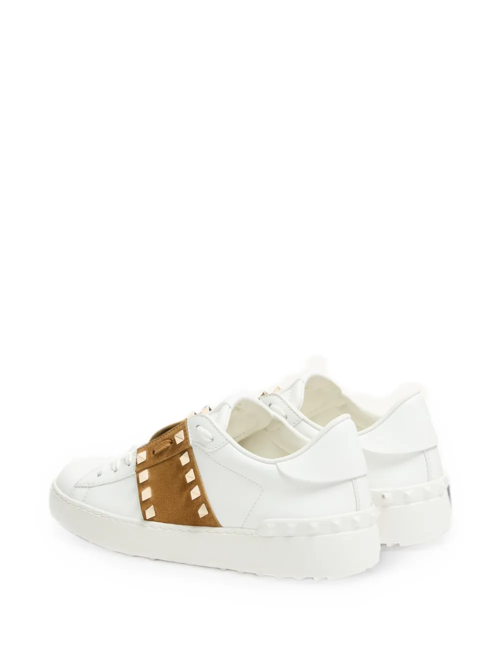 Valentino Garavani Rockstud Untitled sneakers van kalfsleer met suède band Wit