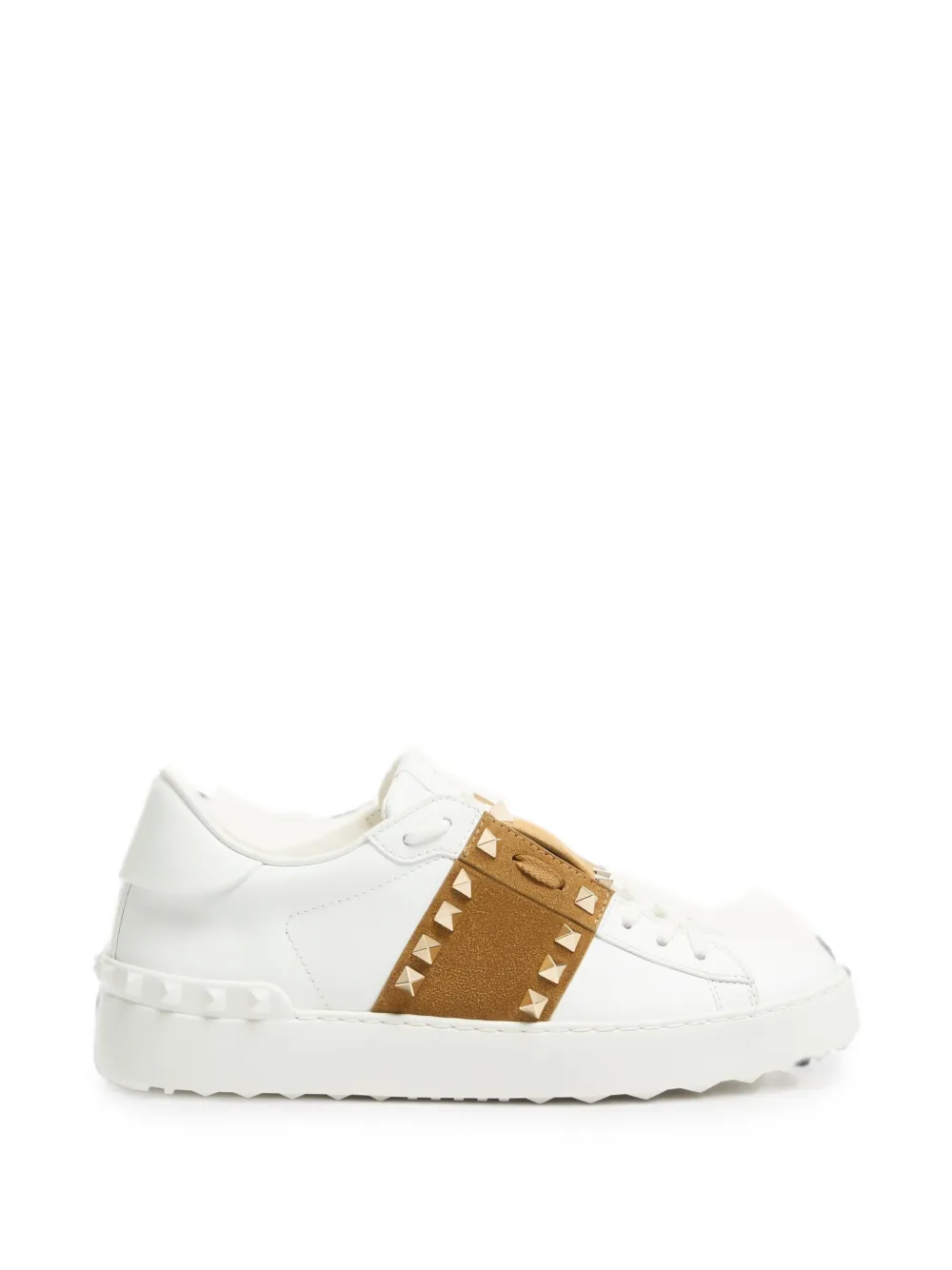 Valentino Garavani Rockstud Untitled sneakers in calfskin with suede band - Bianco