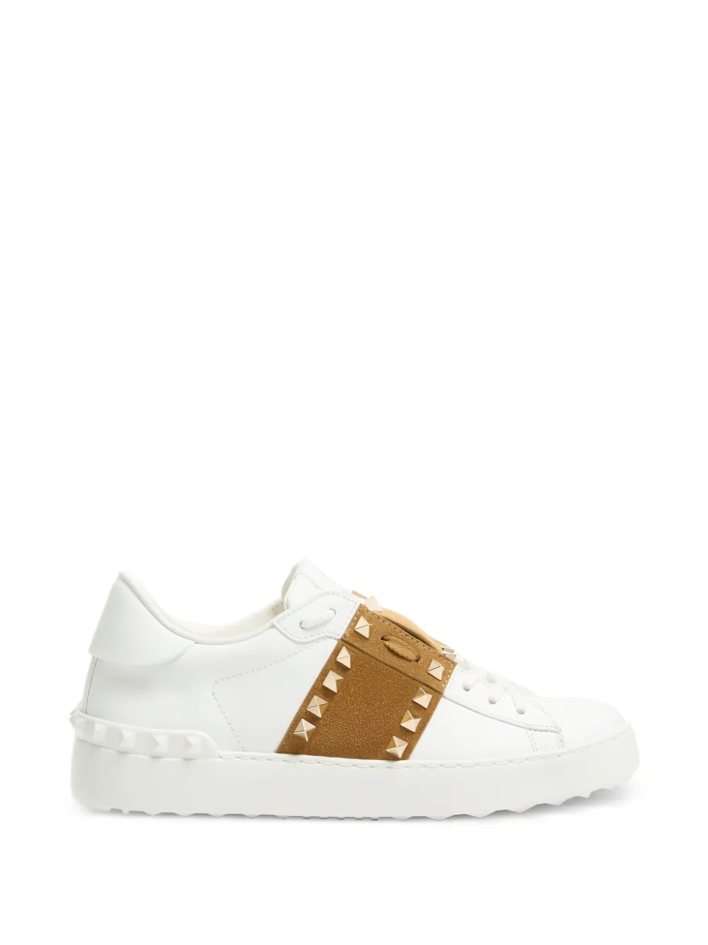 Valentino Garavani Rockstud Untitled sneakers van kalfsleer met suède band Wit