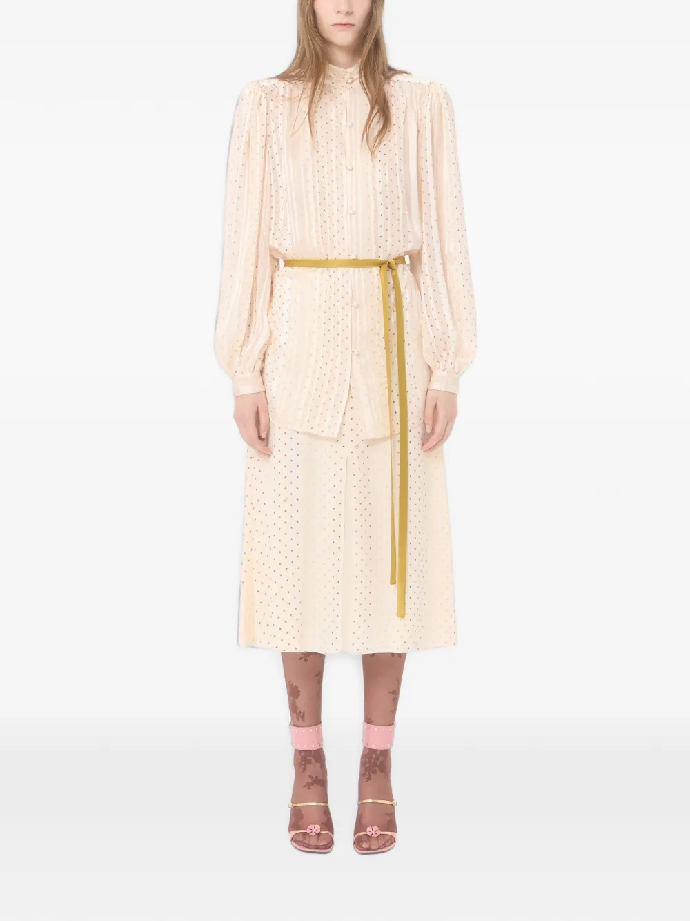 Valentino Garavani Pekin Stelline veelkleurig blouse met sterrenprint Beige