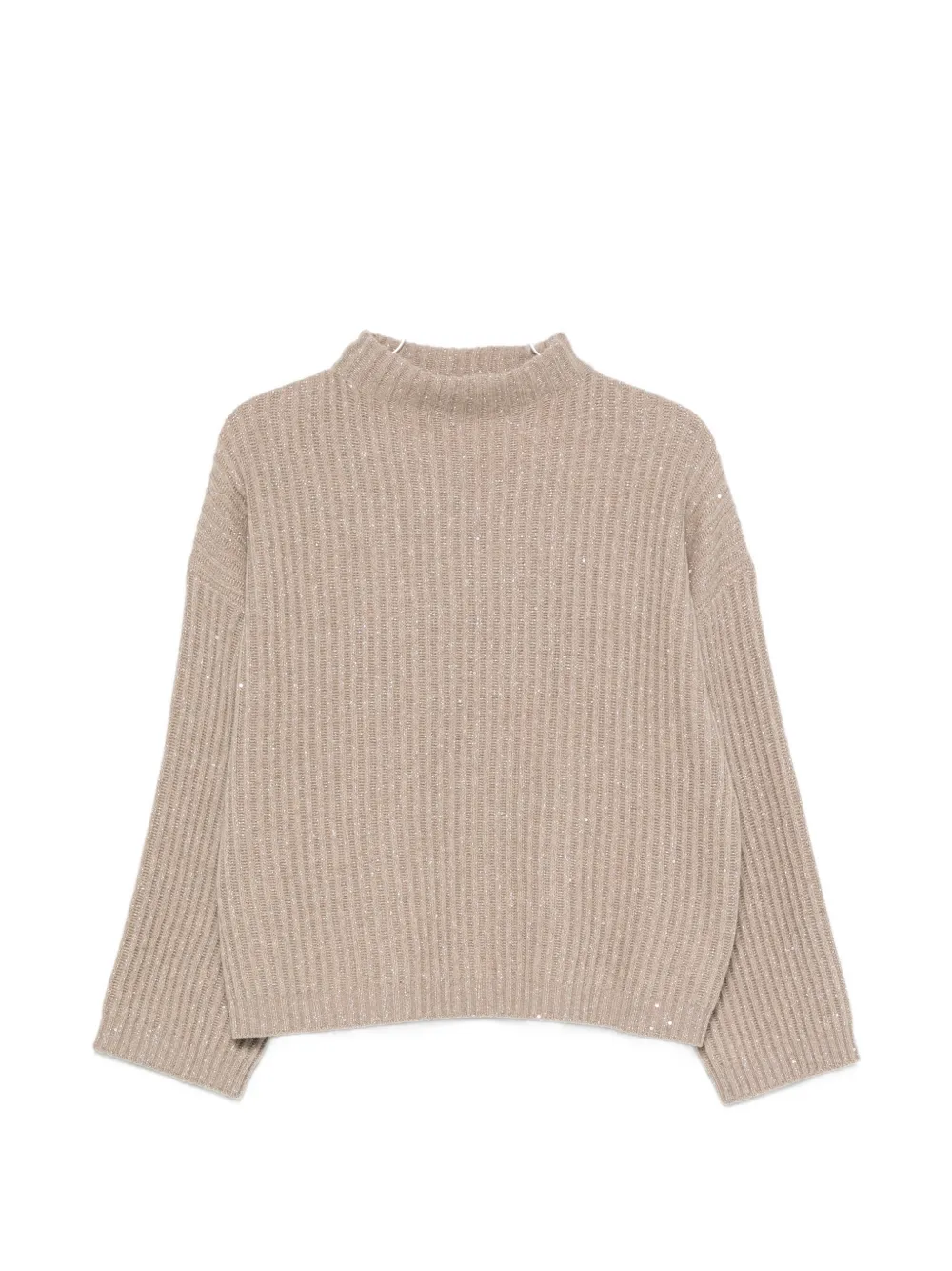 Brunello Cucinelli sequin-embellished ribbed-knit sweater - Neutrals