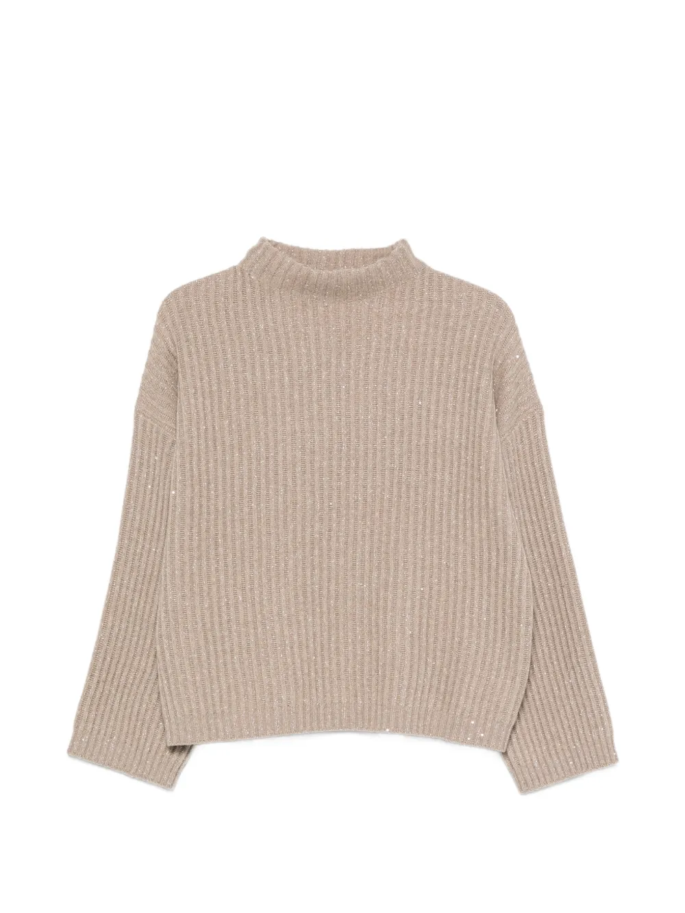 Brunello Cucinelli sequin-embellished ribbed-knit sweater - Neutrals