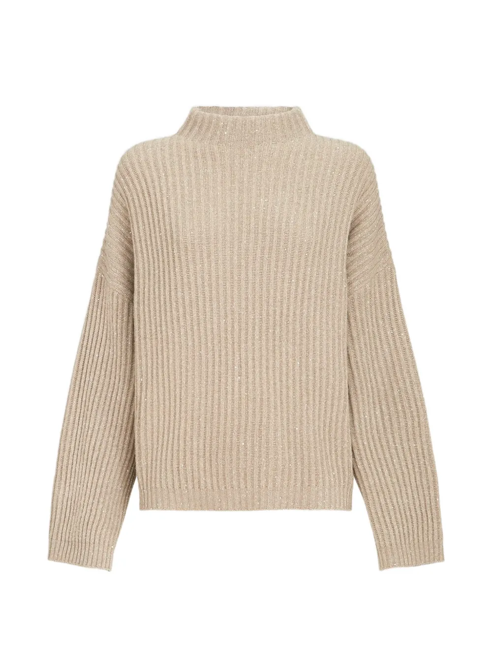 Brunello Cucinelli Ribgebreide trui verfraaid met pailletten Beige