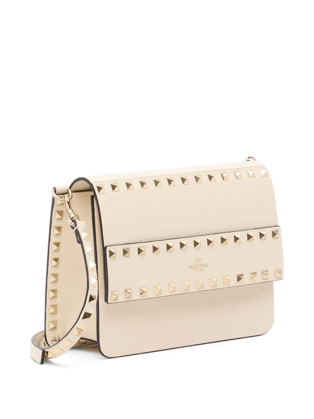 Valentino Garavani Rockstud kleine shopper van korrelig kalfsleer Wit