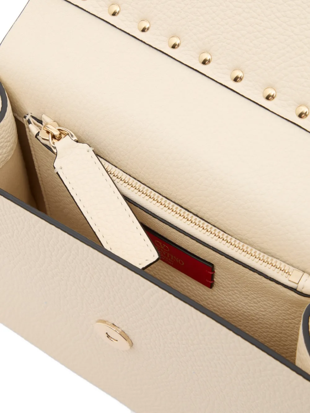 Valentino Garavani Rockstud kleine shopper van korrelig kalfsleer Wit