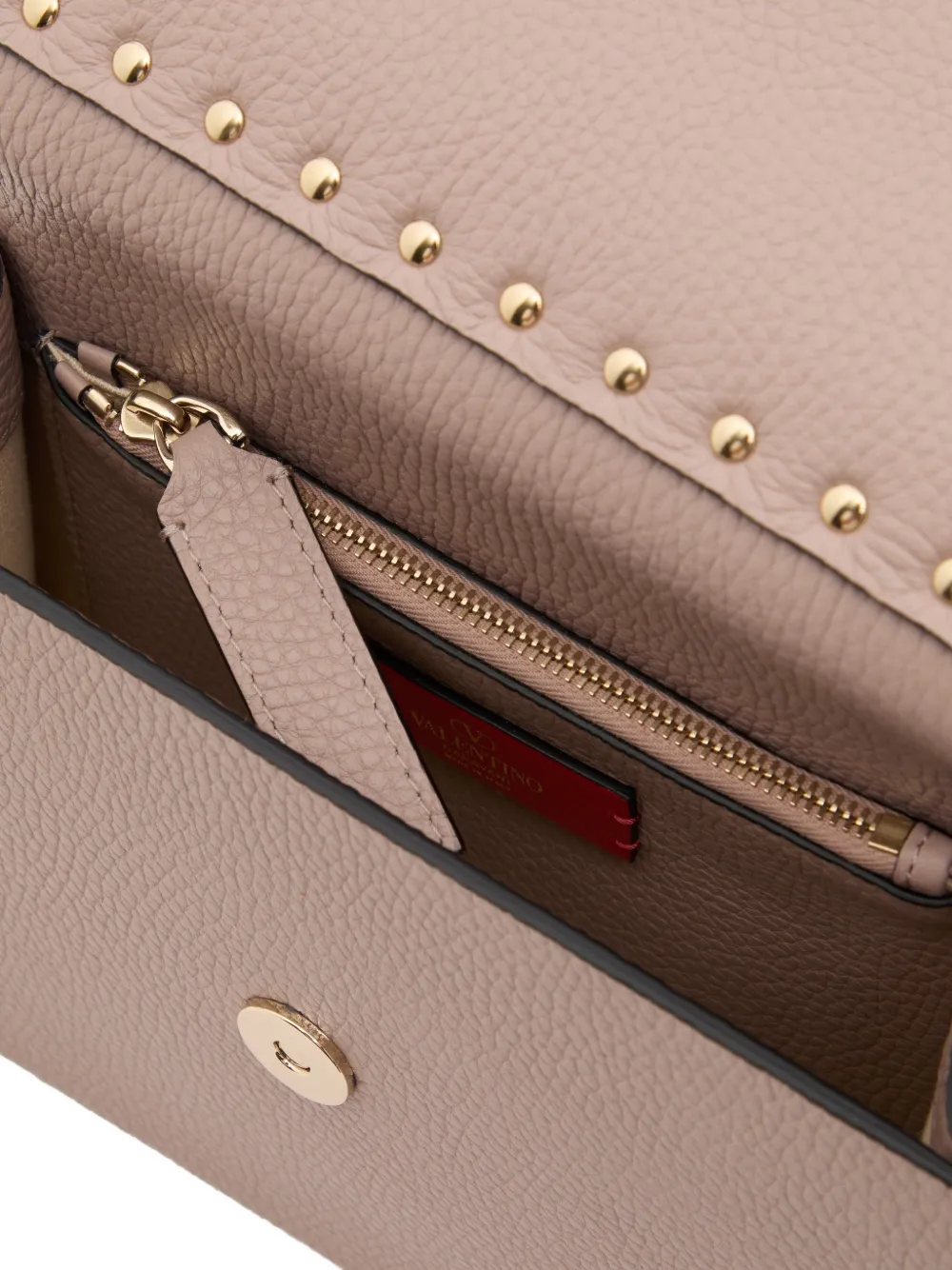 Valentino Garavani Rockstud kleine shopper van korrelig kalfsleer Roze