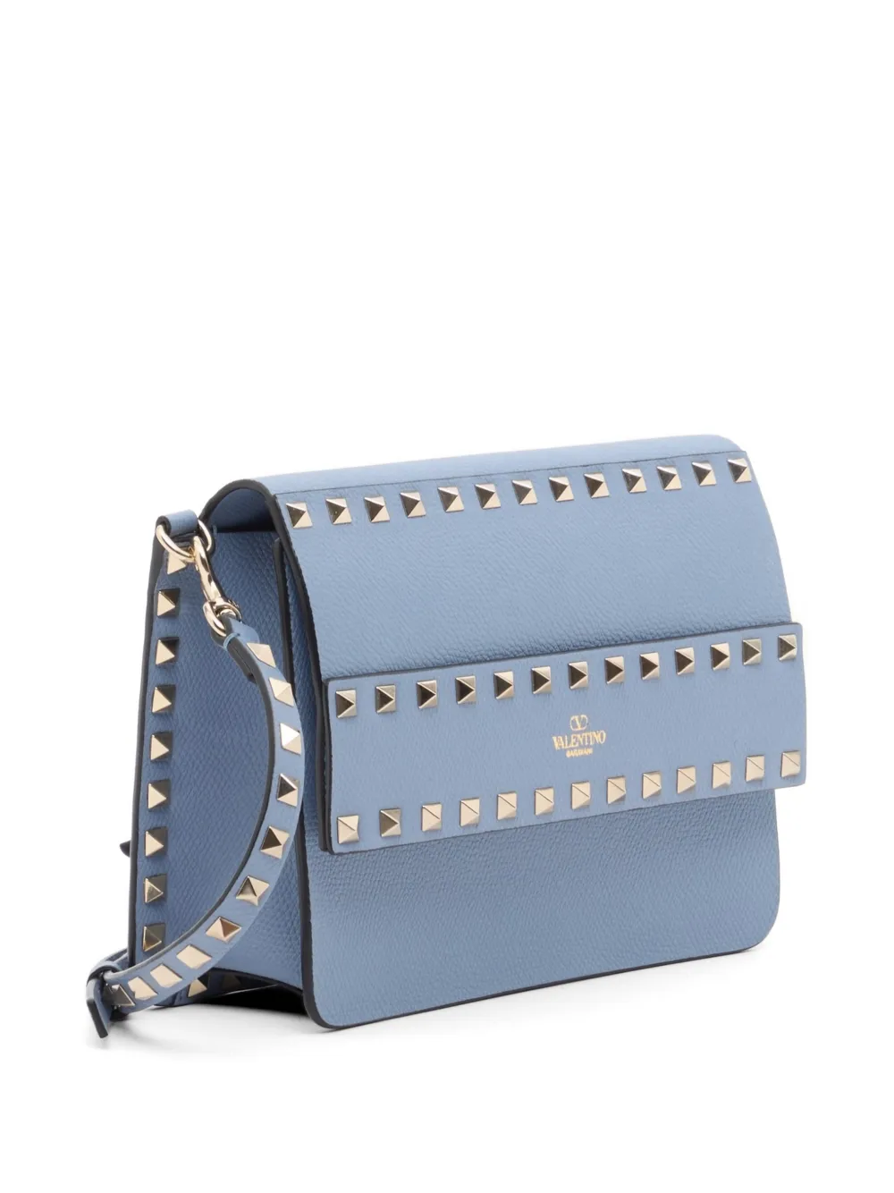 Valentino Garavani Rockstud kleine shopper van korrelig kalfsleer Blauw