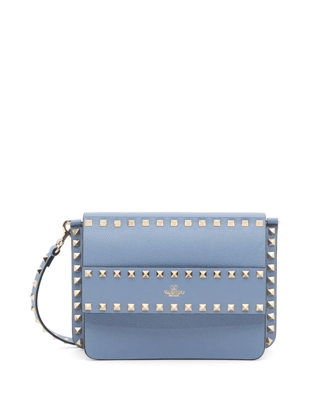 Valentino Garavani Borsa a spalla Rockstud piccola in pelle di vitello zigrinata - Blu