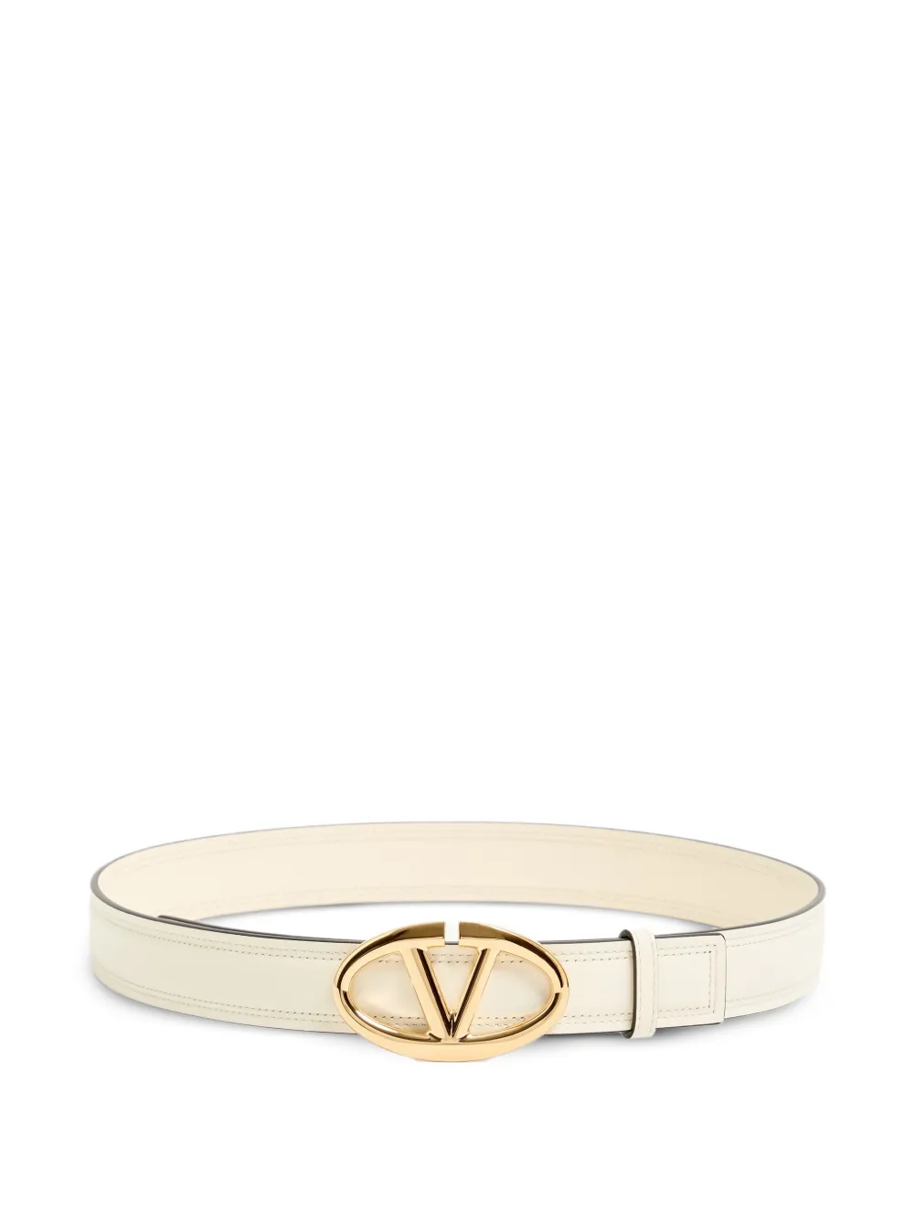 Valentino Garavani VLogo The Bold Edition belt in shiny calfskin 30mm - Weiß