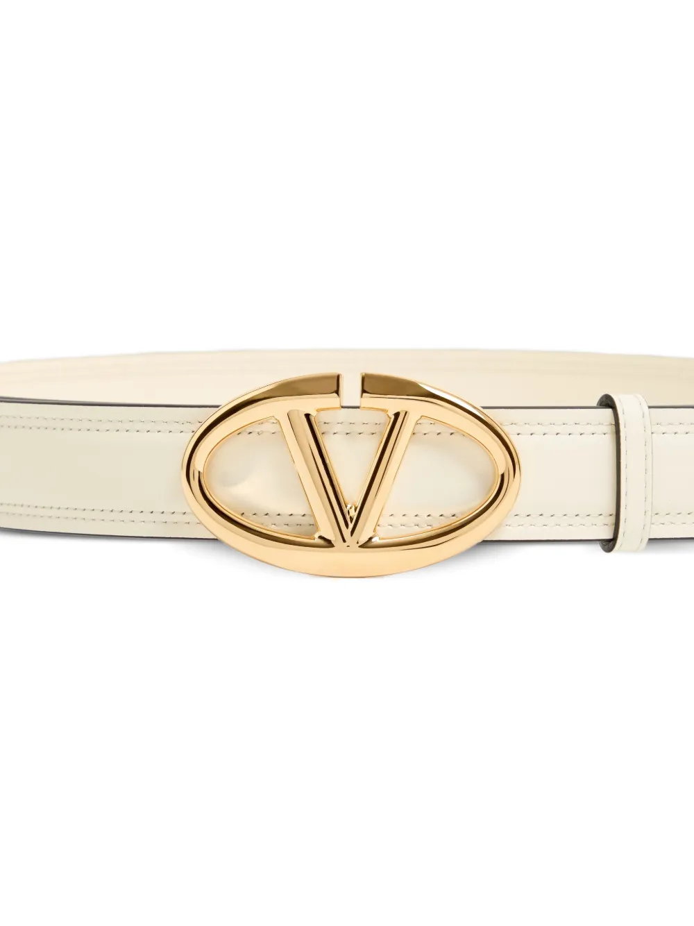 Valentino Garavani VLogo The Bold Edition glanzende kalfsleren riem 30 mm Wit