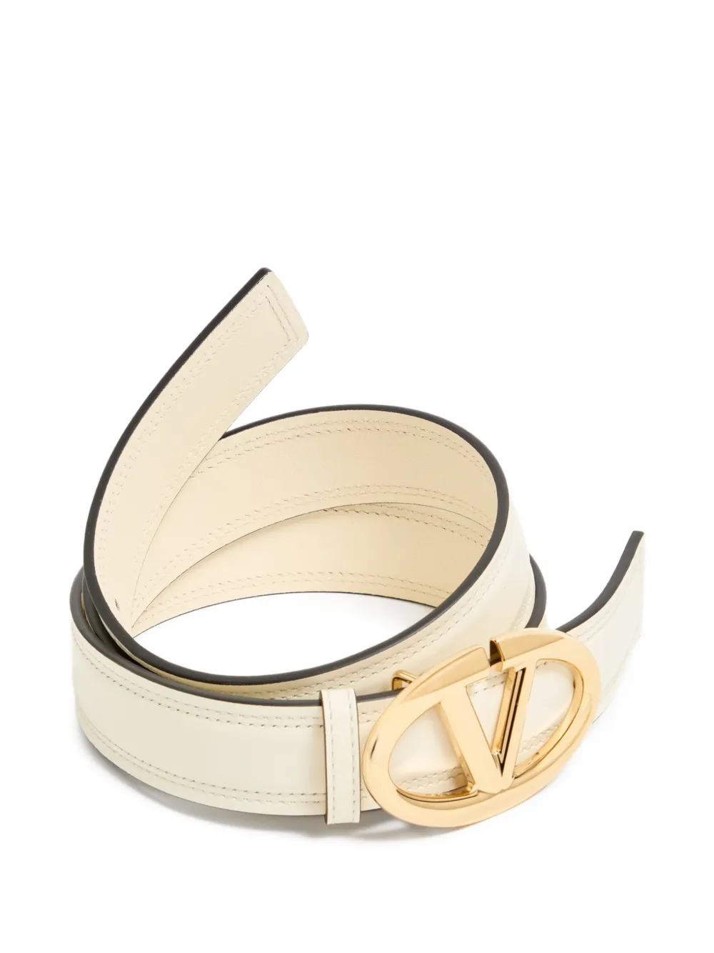 Valentino Garavani VLogo The Bold Edition glanzende kalfsleren riem 30 mm Wit