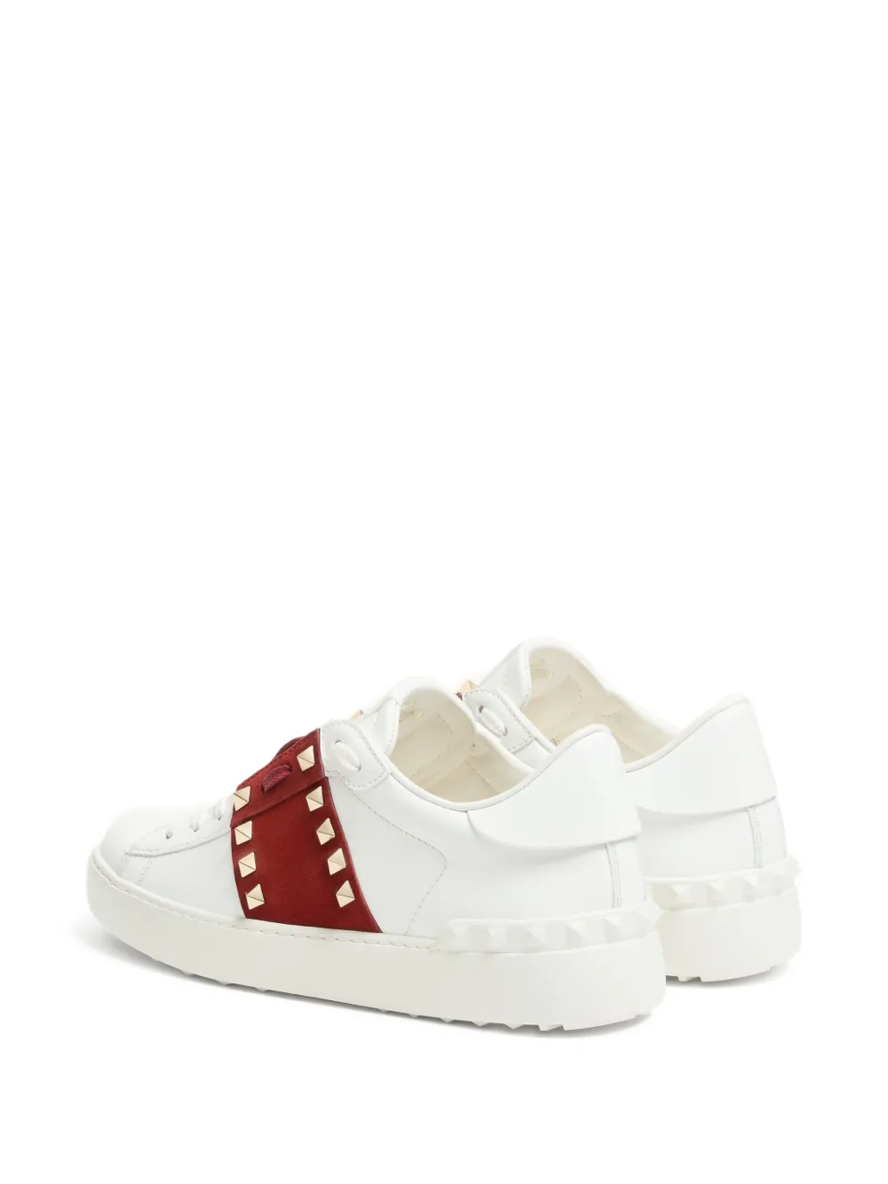 Valentino Garavani Rockstud Untitled sneakers van kalfsleer met suède band Wit