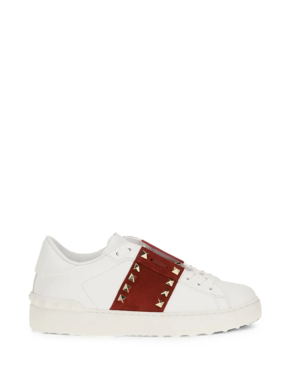 Valentino Garavani Rockstud Untitled sneakers van kalfsleer met suède band Wit
