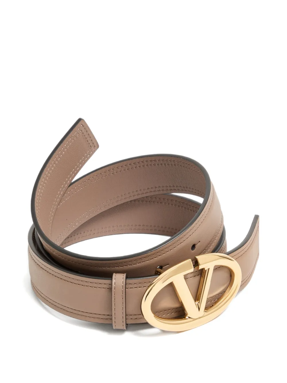 Valentino Garavani VLogo The Bold Edition riem in glanzend kalfsleer 30 mm Bruin