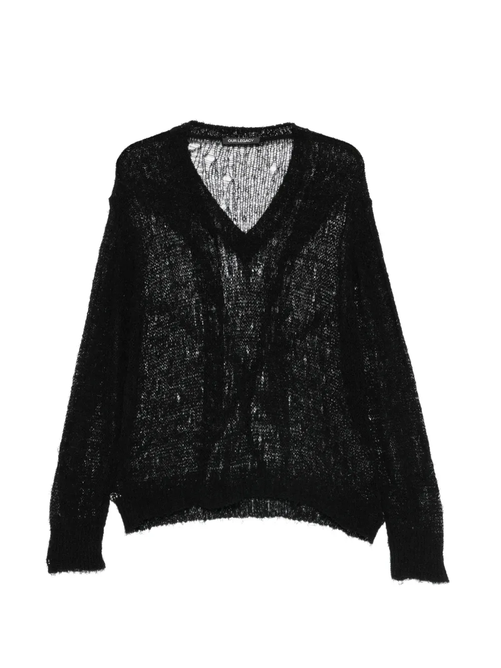 OUR LEGACY distressed-effect open-knit sweater - Schwarz