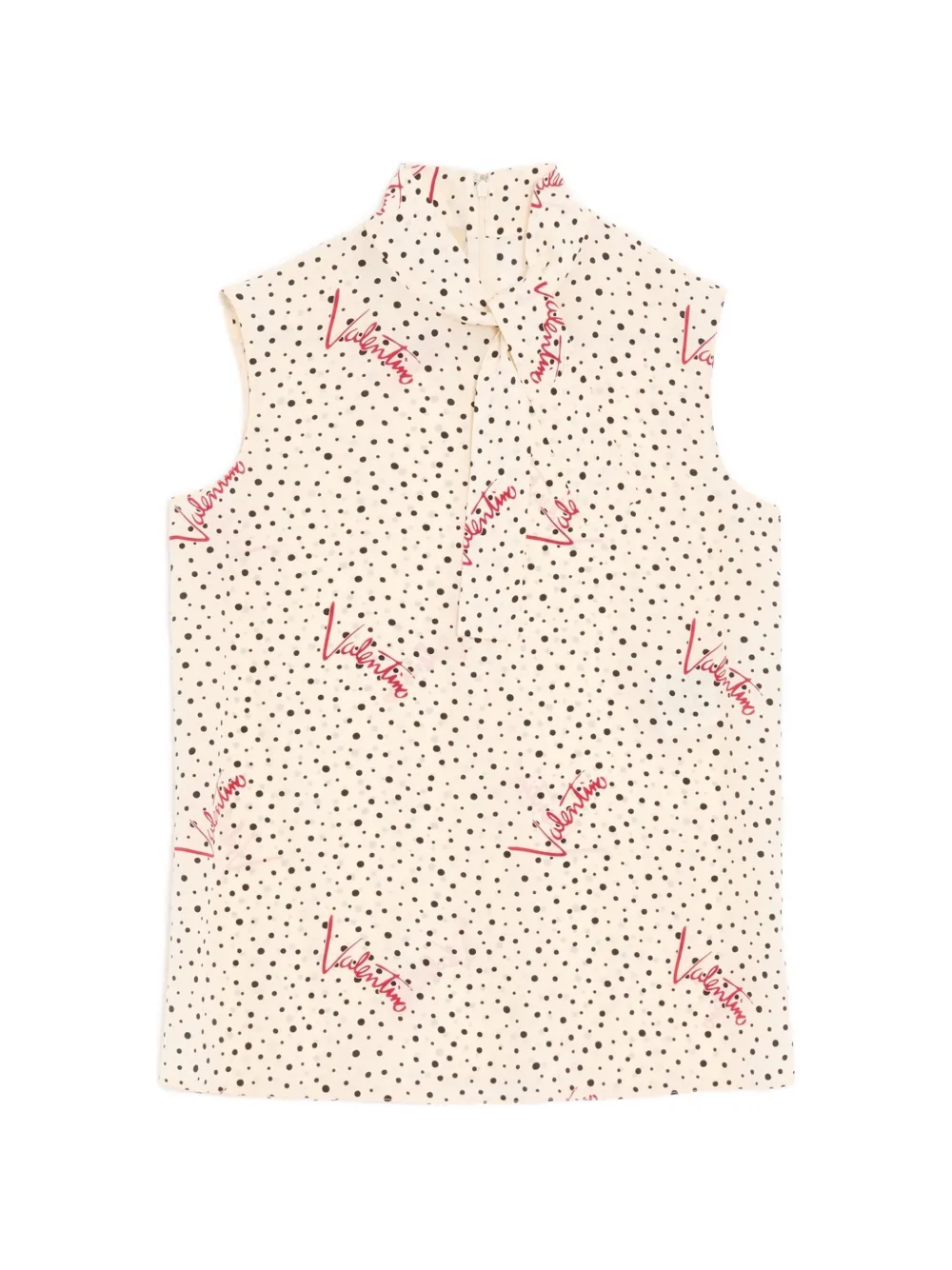 Valentino Garavani Plus De Pois crepe de chine bubble top - Toni neutri