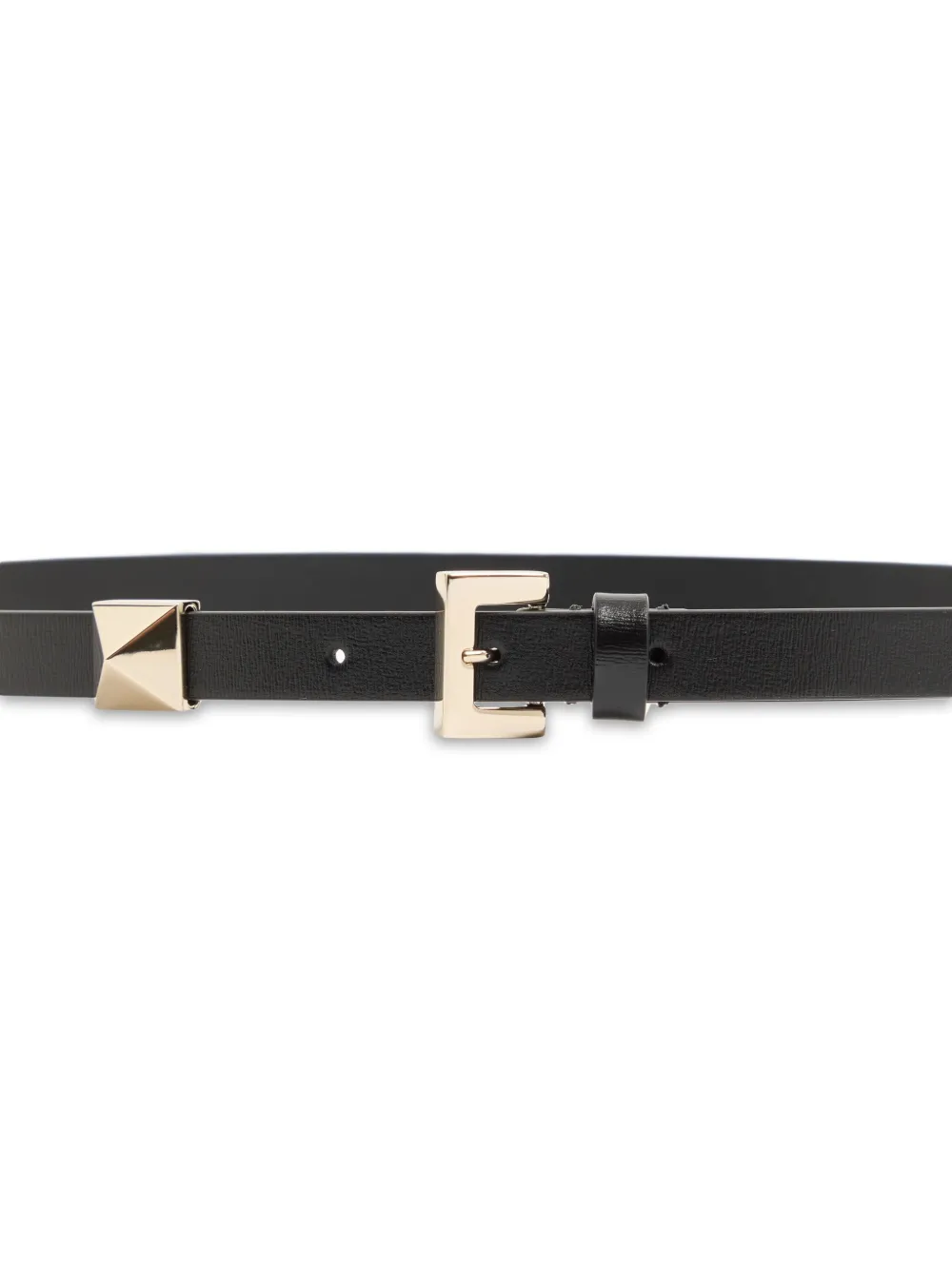 Valentino Garavani Glanzende kalfsleren riem met stud 15 mm Zwart