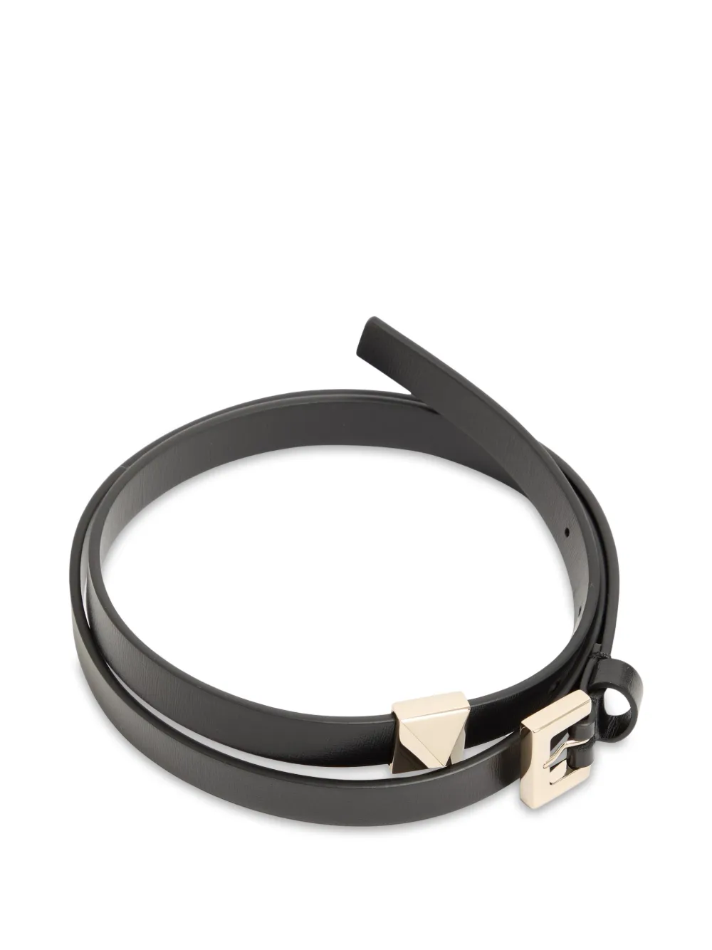 Valentino Garavani Glanzende kalfsleren riem met stud 15 mm Zwart