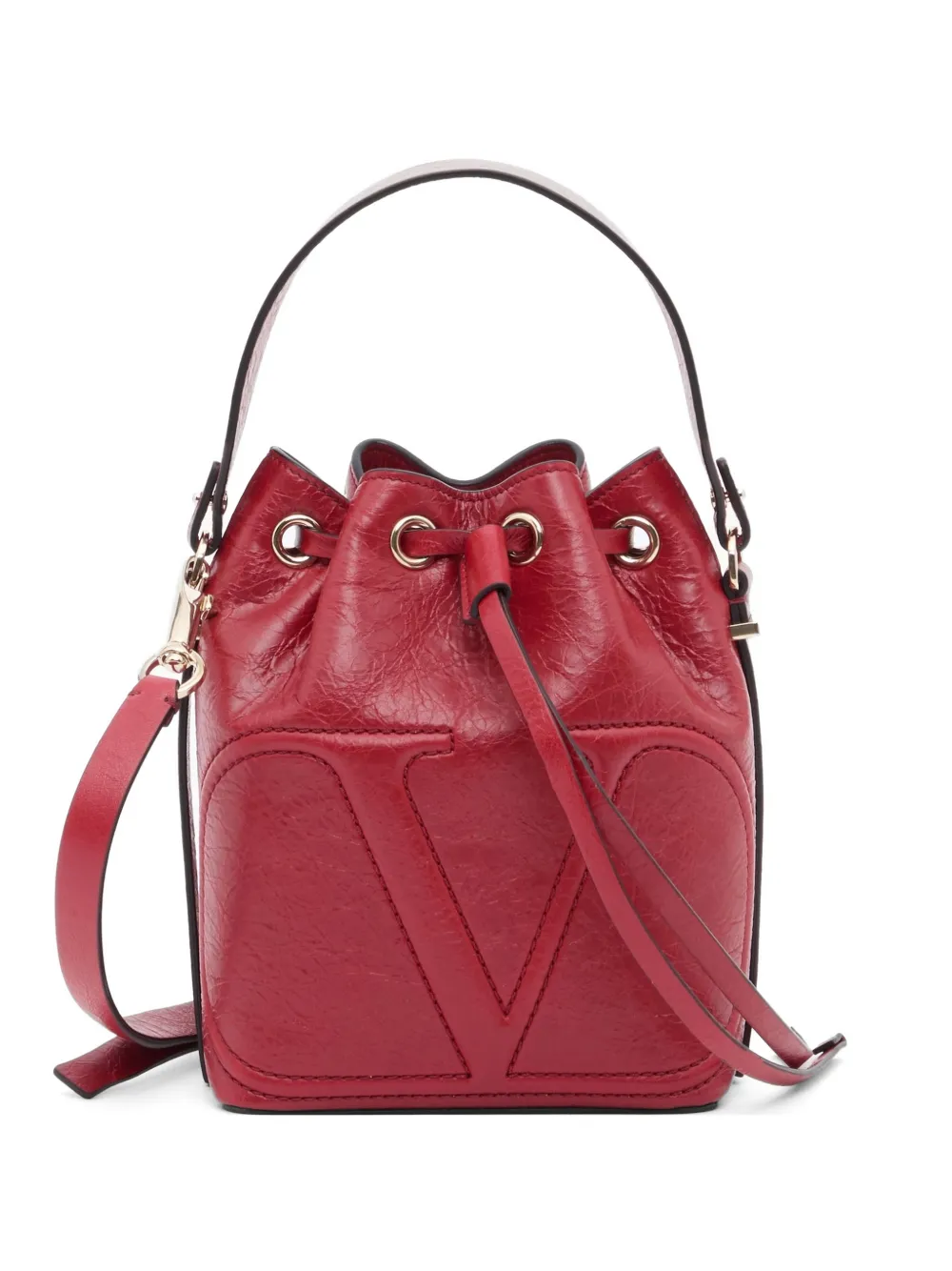 Valentino Garavani Borsa a secchiello VLogo Walk in nappa - Rosso