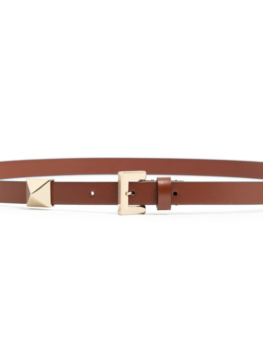 Valentino Garavani Glanzende kalfsleren riem met stud 15 mm Bruin